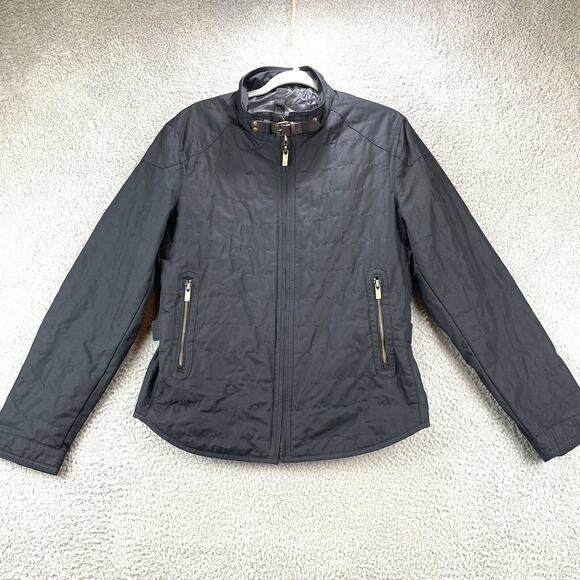 Massimo Dutti Jacket Womens Medium Full Zip Snap Quilted Lined Pockets 3416 - Picture 1 of 13